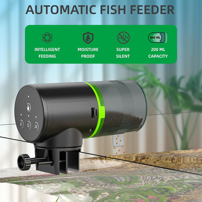 FREESEA Automatic Fish Feeder for Aquarium: Auto Fish Food Dispenser with Timer for Small Tank Betta Turtle - Battery Vacation Self Feeding for Flakes