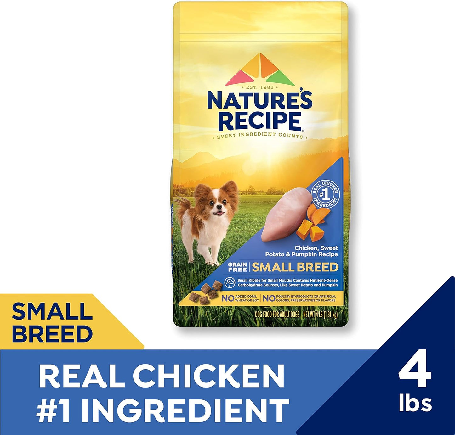 Nature's Recipe Grain Free Small Breed Dry Dog Food, Chicken, Sweet Potato & Pumpkin Recipe, 4 lb. Bag