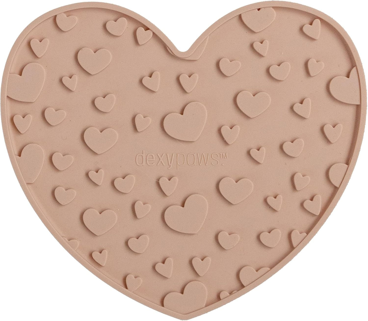 Enrichment Lick Mat: Blush Pink Heart - Grooved Silicone Dog Feeding Dish, Spread Food Or Treats onto The Mat, Pet Soothing, Suction Back