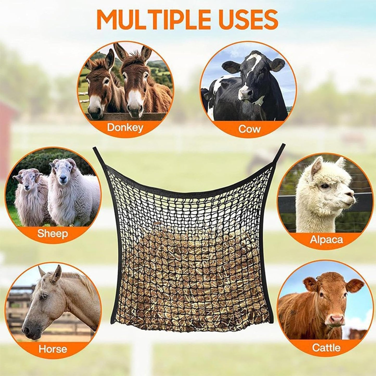 Forage Holder - Quick Load Webbing Pouch, Grazing Control Animal Feeder, Heavy Duty Stable Supply, Gut Health Support Roughage Containment Equipment | Equine Caprine Farm Pens Hauling