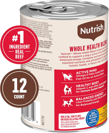 Nutrish Real Beef & Pumpkin Recipe Whole Health Blend Premium Paté Wet Dog Food, 13 oz. Can, 12 Count, Packaging May Vary (Rachael Ray)