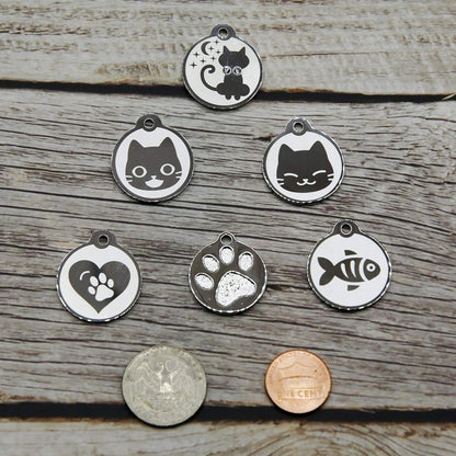 Stainless Steel Cat ID Tags - Engraved Personalized Tags with up to 4 Lines of Text, Cat Shape