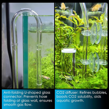 CO₂ Level Indicator Reagent for Aquarium Fish Tank Test Kits Glass Aquarium Water C02 Drop Checker Container DIY CO2 Reactor Bottle caps Kits and so on