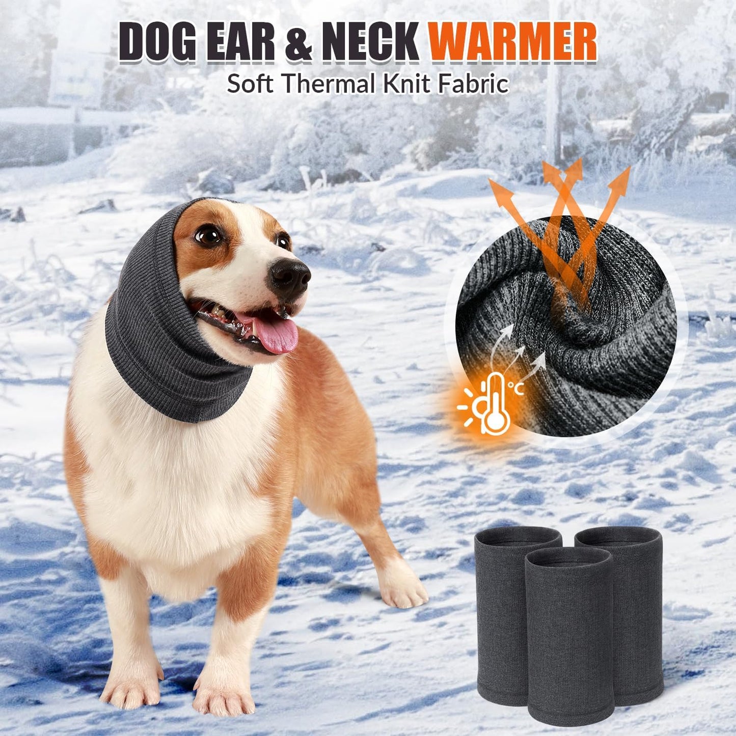 SlowTon Quiet Ears Dog Hoodie - 2 Pcs Ear Wrap Dog Ear Muffs Noise Protection, Anxiety Relief Dogs Hat Calming Hood Head Cover, Pet Headband Dogs Ear Protector for Grooming, Force Drying (Grey,S)