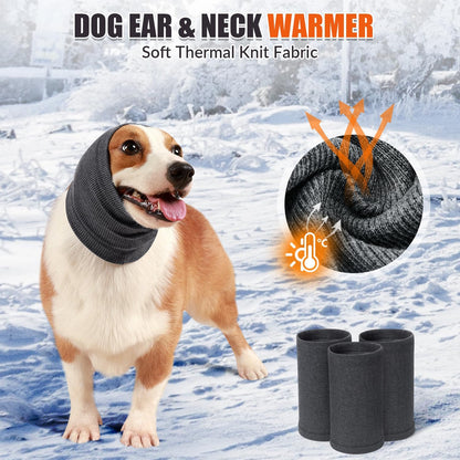 SlowTon Quiet Ears Dog Hoodie - 2 Pcs Ear Wrap Dog Ear Muffs Noise Protection, Anxiety Relief Dogs Hat Calming Hood Head Cover, Pet Headband Dogs Ear Protector for Grooming, Force Drying (Grey,S)