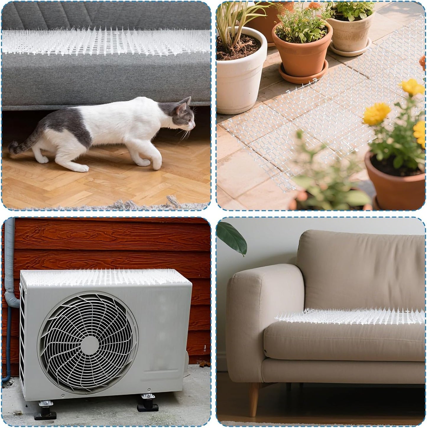 13Ft x 12 Inch Scat Mats for Cats with 12 Ground Stakes 12 Zip Ties, Cat Repellent Mats Training Plastic Cat Scat Mat with Spikes, Cats Digging Stopper Prickle Strip for Indoor Outdoor Sofa Furniture