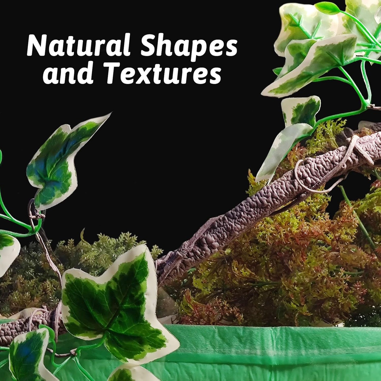 VCEPJH Snake Climbing Branch, 2Pcs Reptile Wood Natural Cork Log and Reptile Climbing Branch Decor 2 Pcs Bendable Jungle Vine with Suction Cup for Gecko Bearded Dragons, Snake,Frogs, Chameleons