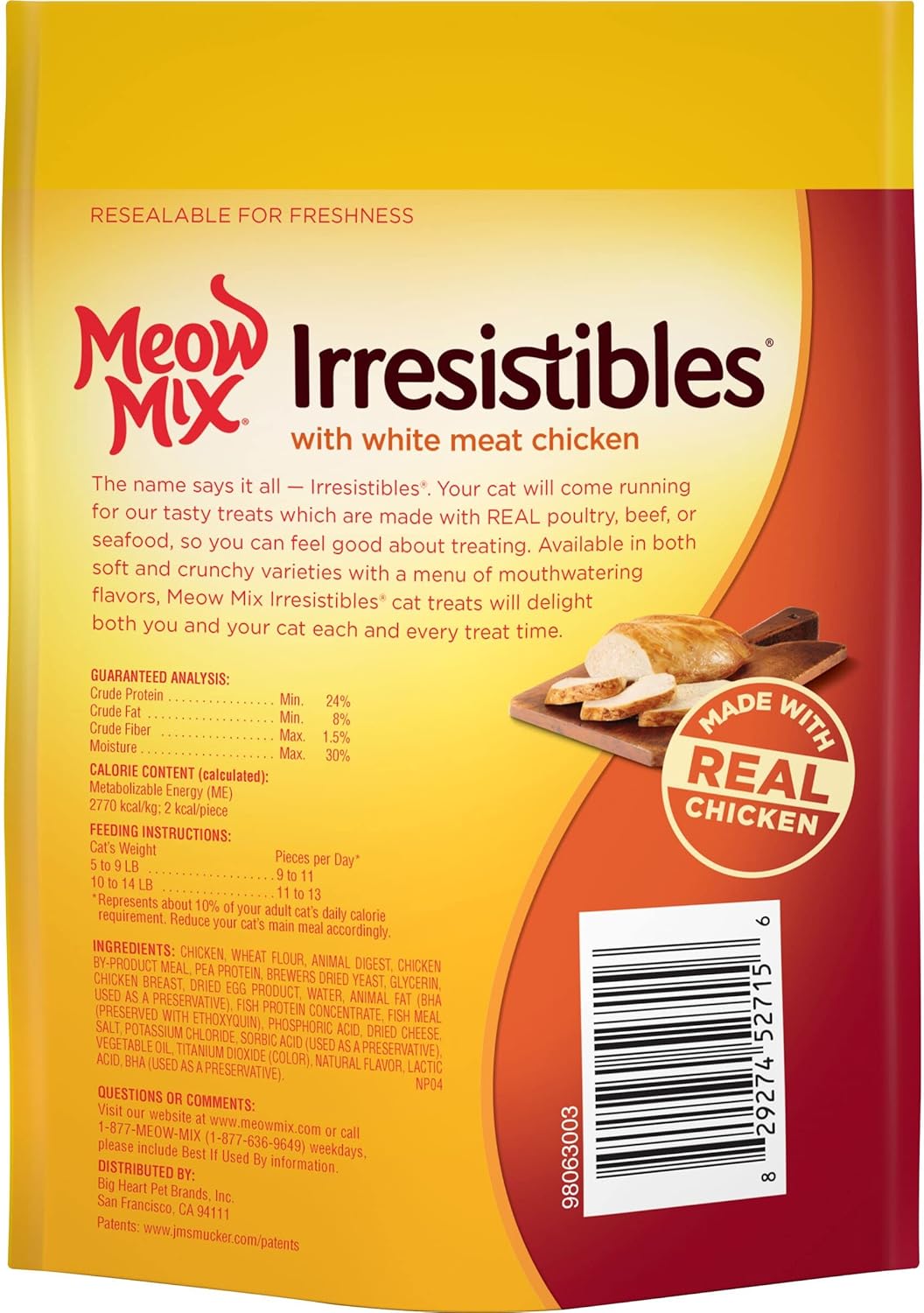 Meow Mix Irresistibles Soft Cat Treats, White Meat Chicken, 3 Ounce (Pack of 5)