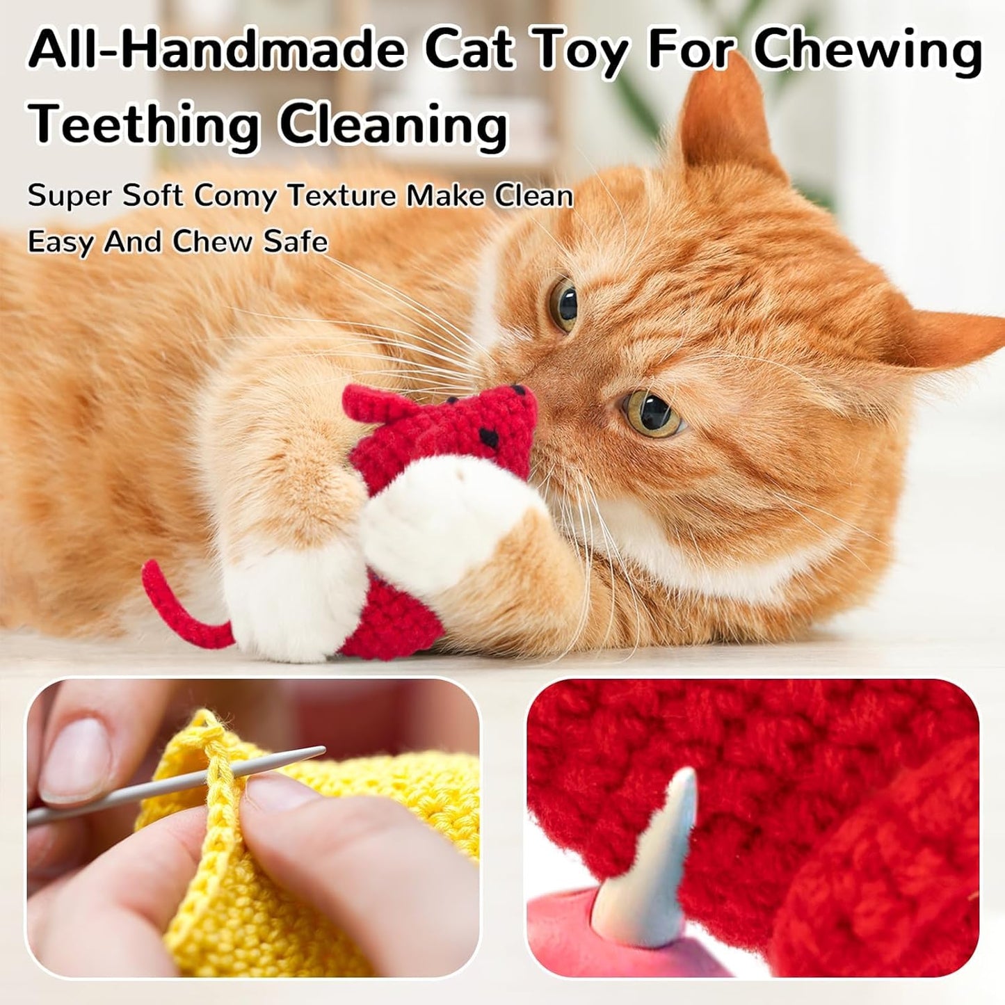 Retro Shaw Cat Toys,Safe Teeth Cleaning Toy for Indoor Kittens 6pcs
