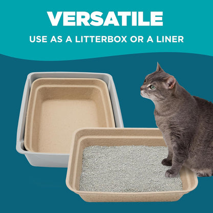Disposable Litter Box: 5-Pack/Large - Disposable Litter Box for Cats, Rabbits, Guinea Pigs, or Travel - Extra Thick, Very Sturdy, Odor & Leak Resistant & Biodegradable (Large)