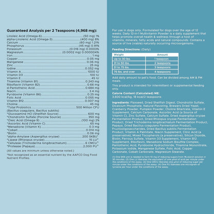 12-in-1 Multivitamin Powder for Dogs - 14 oz of Puppy and Senior Dog Vitamins and Supplements - Advanced Formula with Glucosamine, Omega 3,6,9, Vitamins, Probiotics, and More - Made in The USA