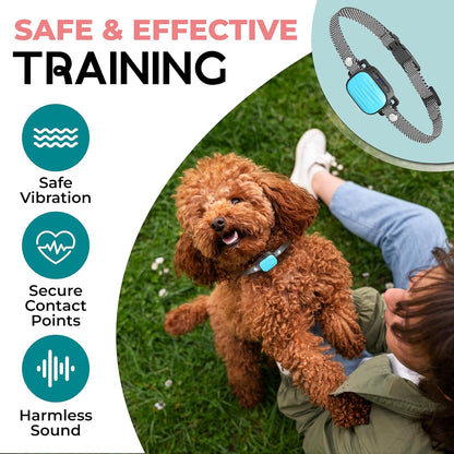 Bark Collar for Small/Medium Dogs, No Shock Anti Bark Collar, Rechargeable Anti Barking Collar w/2 Vibration & Beep Modes, Waterproof Shockless Smart Dog Stop Barking Control Device (Blue)