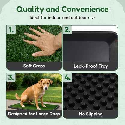 Dog Grass Pad with Tray, Large 30x20in Reusable Artificial Grass Pee Pad for Dogs & Puppy Potty Training Litter Box for Indoor & Outdoor Use