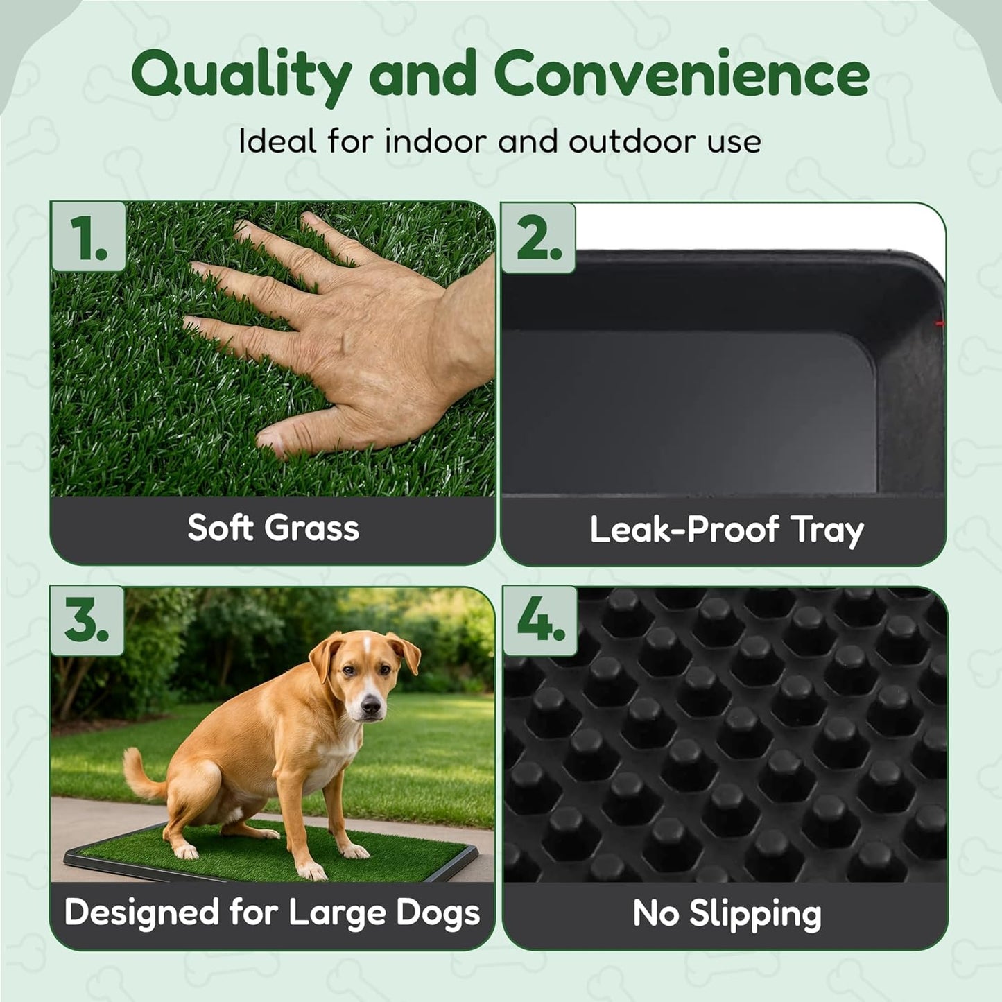 Dog Grass Pad with Tray, Large 30x20in Reusable Artificial Grass Pee Pad for Dogs & Puppy Potty Training Litter Box for Indoor & Outdoor Use