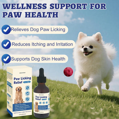 Paw Licking Relief for Dogs, Dog Licking Paws Treatment, Herbal Supplement for Soothes Itching & Redness and Calms Irritation & Discomfort, Dog Paw Licking Drop with Bacon Flavor (2 FL OZ)