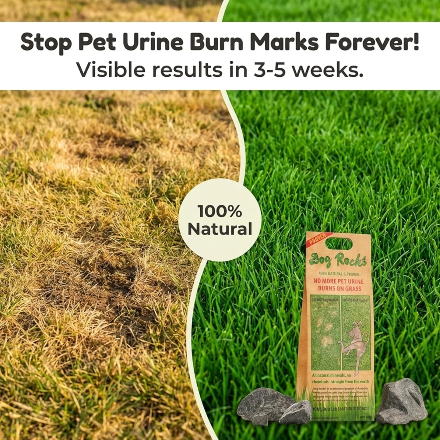 Dog Rocks for Urine Burning Grass - 200g Natural Pet Rock to Help Maintain Green Lawn - Grass Savers for Dog Urine - 2 Month Supply for Use in Water Bowls or Yard