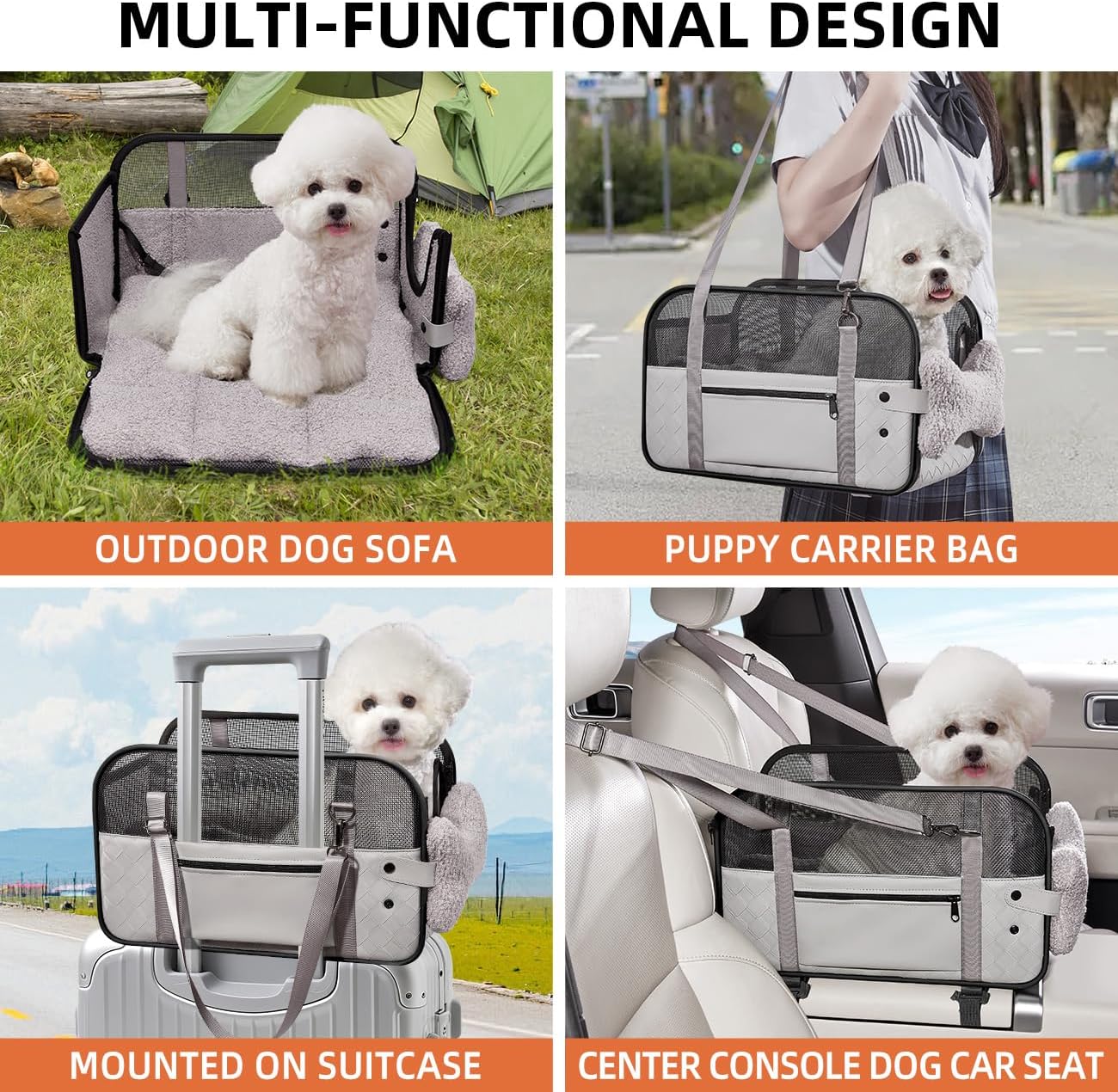 Center Console Dog Car Seat,Outdoor Dog Bed Sofa,Carseats for Small Dogs Carriers,Puppy Cat Car Seat(Gray)