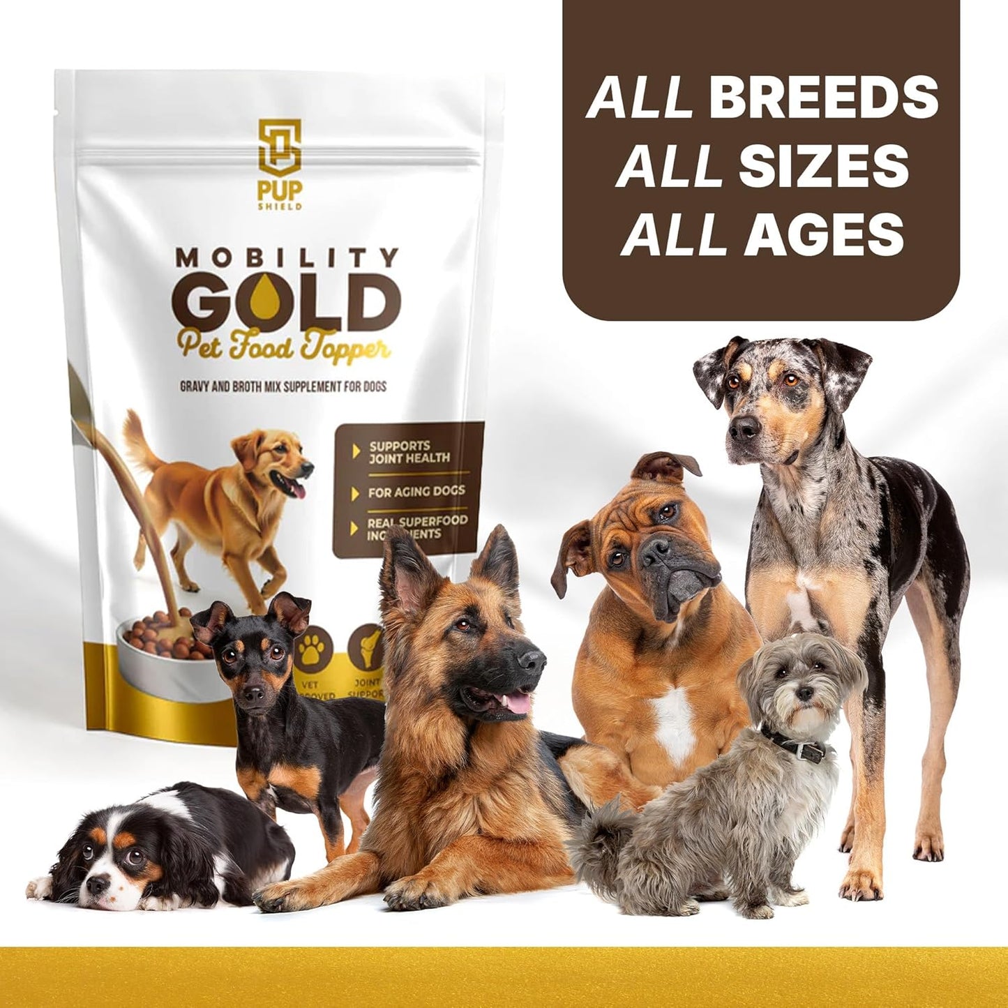 Mobility Gold Dog Broth Powder - Hip & Joint Superfood – Makes Gravy Topper or Liquid Broth – Beef Liver, Glucosamine, Chondroitin, Pet Supplements and Natural Ingredients – 30 Scoop Pack