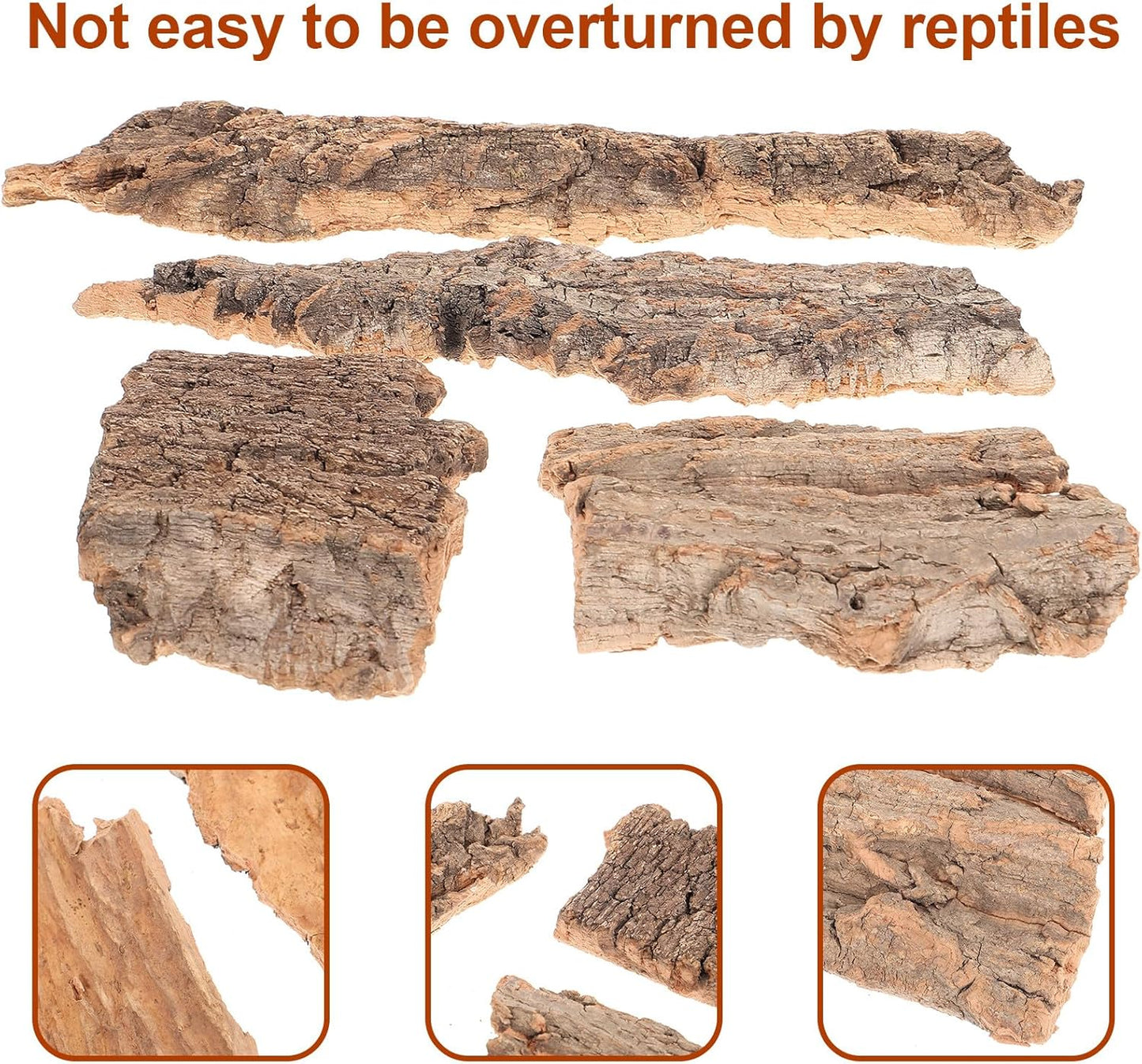 4pcs Cork Bark for Reptiles, Climbing Bark for Reptiles, Terrarium Decorations, Turtle Platform, Natural Wood