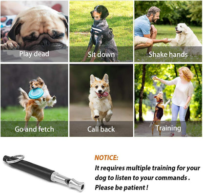 Dog Whistle to Stop Barking,Adjustable Pitch Ultrasonic Training Whistle Silent Bark Control for Dogs-2 Pack Dog Whistle with Free Lanyard Strap