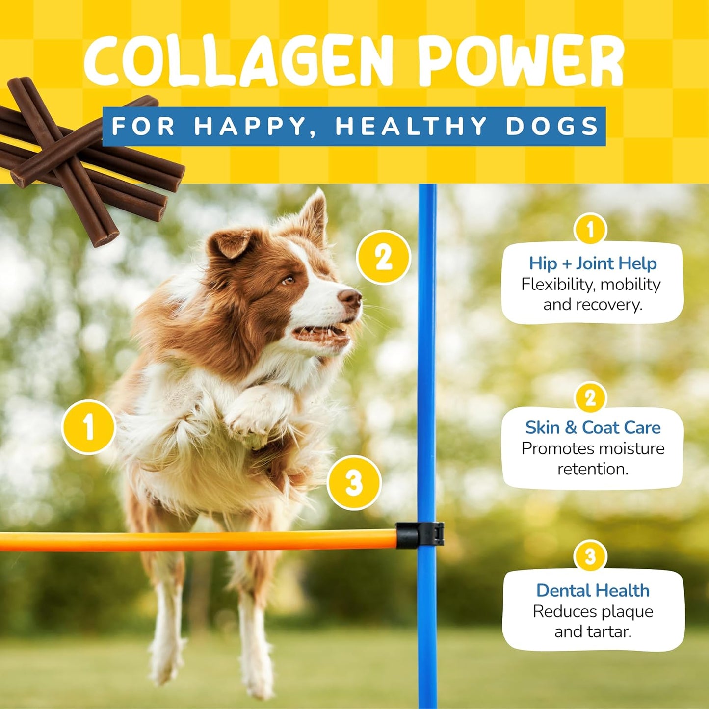 CHARLEY & ME Premium Collagen Sticks for Dogs - Long Lasting Dog Treats, Free Dog Chew Sticks - Hip & Joint Support, Healthy Skin, Shiny Coat - 100% Natural Beef - 6 Inches (Pack of 12)