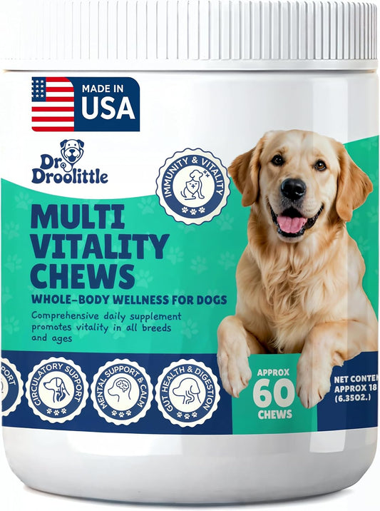 Senior Dog Supplement - Glucosamine, MSM, Turmeric, Salmon Oil, Probiotics & Ashwagandha - Supports Cognitive, Hip & Joint, Digestive, Immune & Heart Health - Dog Dementia Supplement.