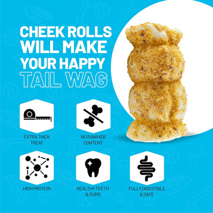 Sitka Farms Beef Cheek ROLL Bully Dusted 5-6 Inch (4 Count) Extra Thick Dog Chew Bones No Rawhide Sourced from Free Range Grass Fed/Healthy Teeth and Gums for Small Medium and Large Dogs