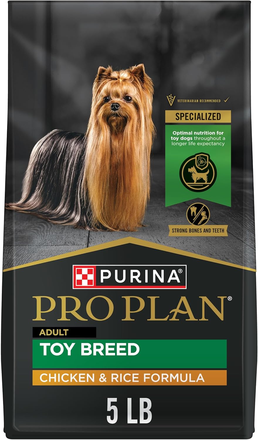 Purina Pro Plan Toy Breed Dog Food, Chicken and Rice Formula With Guaranteed Live Probiotics - 5 lb. Bag