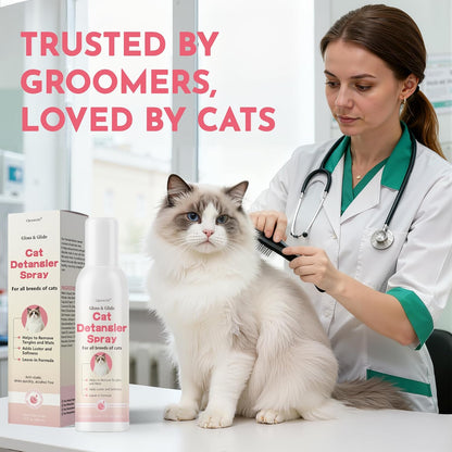 Cat Detangler Spray for Matted Hair & Dematting Spray for Cats, Effective Cat Matted Fur Remover–Loosens Mats, Smooths Coats, and Reduces Pulling, No-Rinse Formula Safe for Sensitive Skin