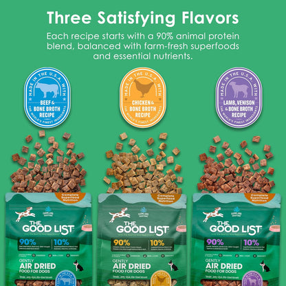 Farmland Traditions The Good List Air-Dried Dog Food with Beef & Bone Broth (2.2 lb) & Lamb, Venison & Bone Broth (2.2 lb) Bundle, High-Protein & Grain-Free