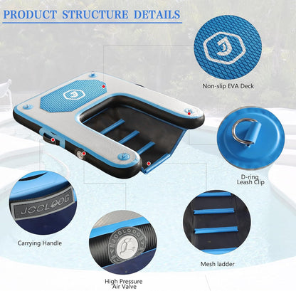 Inflatable Plank Dog Float Ramp,Up to 180lbs Dog Water Ramp Ladder with Non-Slip Dock Platform for Swimming Pool,Boat,Lake