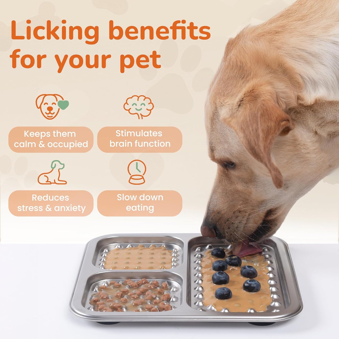 2 Pack - Stainless Steel Lick Mat for Dogs & Cats, Large Non-Slip Slow Feeder Pad with Suction Cups, Chew-Proof Dog Licking Mat for Anxiety Relief, Bathing & Grooming Time