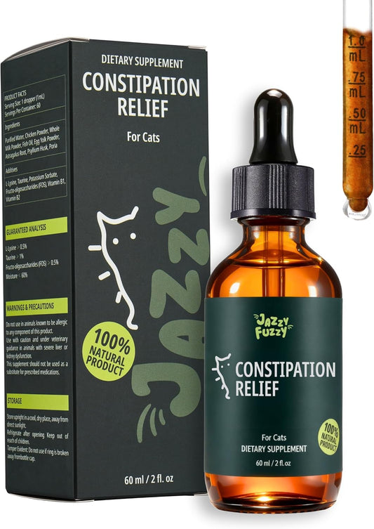 Cat Constipation Relief Liquid Drops, Stool Softener & Gentle Laxative for Cats, Supports Digestive Health, Natural Herbal Supplement with Chicken Flavor, 60 ml / 2 fl oz