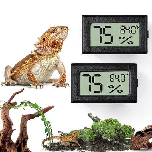 Palksky Bearded Dragon Tank Accessories, 2PCS Reptile Terrarium Thermometer and Humidity Gauge for Jumping Spider, Leopard Gecko, Crested Gecko,Hermit Crab, Gecko, Ball Python, Lizard