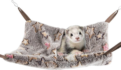 Niteangel Hanging Hammock Nap Sack Swing Bag Pet Sleeper for Ferret Rat Sugar Glider and Other Small Animals (Cream, Star)