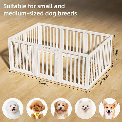 Clear Dog Play Pen,Pet Playpen with Door,Easy to Clean and Install Puppy pens for Both Indoor and Outdoor use (White, 23.6" Height, 8)