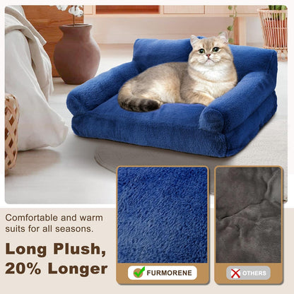 Cat Beds for Indoor Cats, Cat Couch Bed, Cute Cats Sofas for Pets, Small Dog Sofas & Chairs with Removable Washable Cover, Plush Soft Pet Furniture for 10lbs Small Dogs & Cats(Navy Blue)
