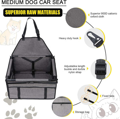 Dog Car Seats for Small and Medium Dogs,Portable Puppy/Pet Car Booster Seat with Clip-On Leash and Mesh Window for Pet Up to 20 lbs