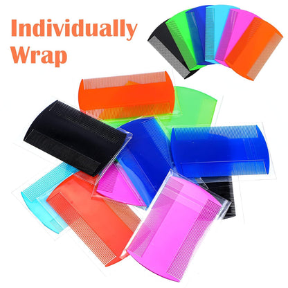 120 Pack Plastic Flea Lice Combs, Fine Tooth Flea Tick Comb, Double Sided Pet Combs, Cat Dog Hair Dandruff Removal Comb, Grooming Tools for Rabbit, Cat, Dog, Kitten, Small Pet (6 Colors)