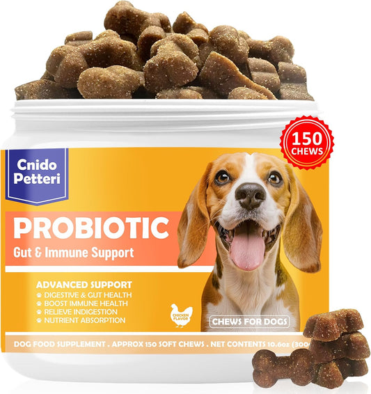 Probiotics for Dogs - 6 Digestive Probiotics & 6 Enzymes for Itchy Skin,Digestion & Gut Support,Helps Diarrhea, Yeast Infection, Upset Stomach,Allergies & Immune System Support-150 Chews