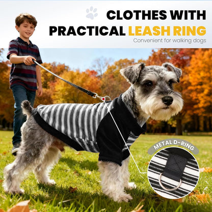 Fleece Dog Sweatshirt with Leash Ring Lightweight Stretchy Dogs T-Shirt Striped Sleeves Pet Clothes Soft Dog Sweaters for Large Dogs Border Collie,Golden Retriever,Doberman（Black,5X-Large）