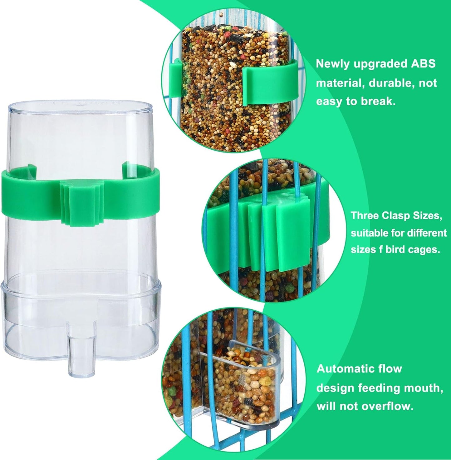 2 Pcs Automatic Bird Water Dispenser, Bird Water Feeder, Bottles Parrot Drinker Seed Food Container, Parakeet Cage Accessories for Parakeet Budgies Cockatiel Lovebird Small Birds Canary Finch