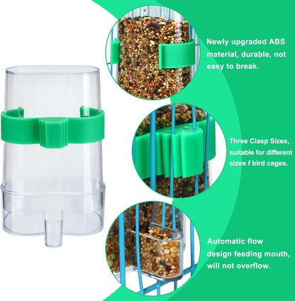 2 Pcs Automatic Bird Water Dispenser, Bird Water Feeder, Bottles Parrot Drinker Seed Food Container, Parakeet Cage Accessories for Parakeet Budgies Cockatiel Lovebird Small Birds Canary Finch