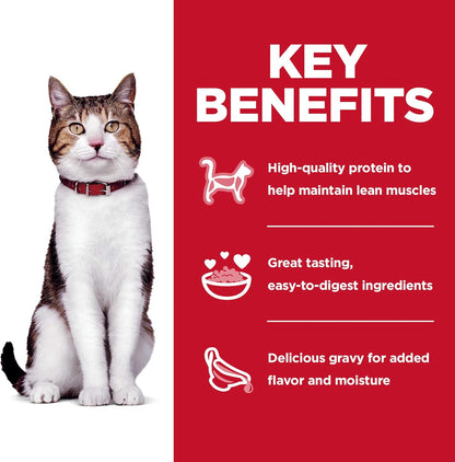 Hill's Science Diet Adult 7+, Senior Adult 7+ Premium Nutrition, Wet Cat Food, Variety Pack: Chicken; Tuna Stew, 2.8 oz Pouch Variety Pack, Case of 12