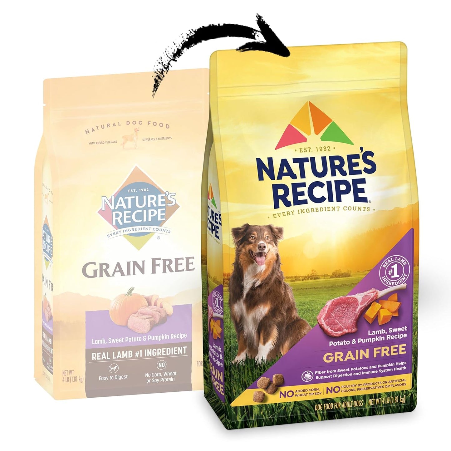 Nature′s Recipe Grain Free Lamb, Sweet Potato & Pumpkin Recipe Dry Dog Food, 4 lb. Bag (Pack of 2)
