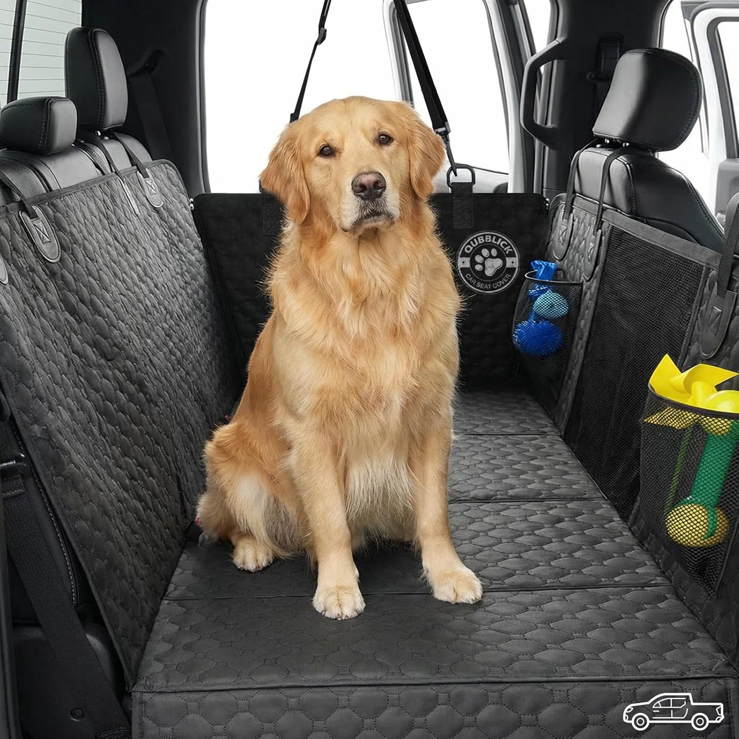 Large Back Seat Extender, Heavy Duty Dog Seat Cover for Back Seat, Waterproof Nonslip Hammock for Car with Side Flap, Scratch Proof Pet Back Seat Covers