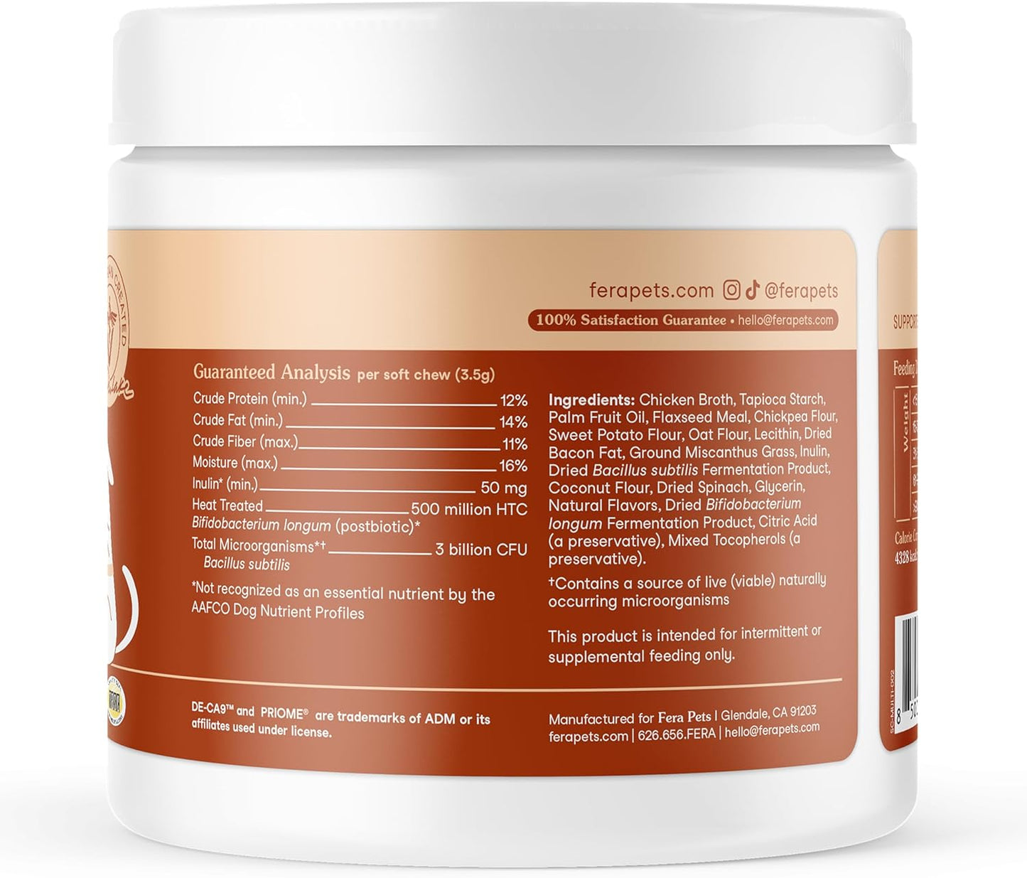 Fera Pets Probiotics for Dogs with Prebiotics and Postbiotics - Full Spectrum Gut Health Support - Promotes a Balanced Gut Microbiome - Boosts Immune Health - 90 Soft Chews