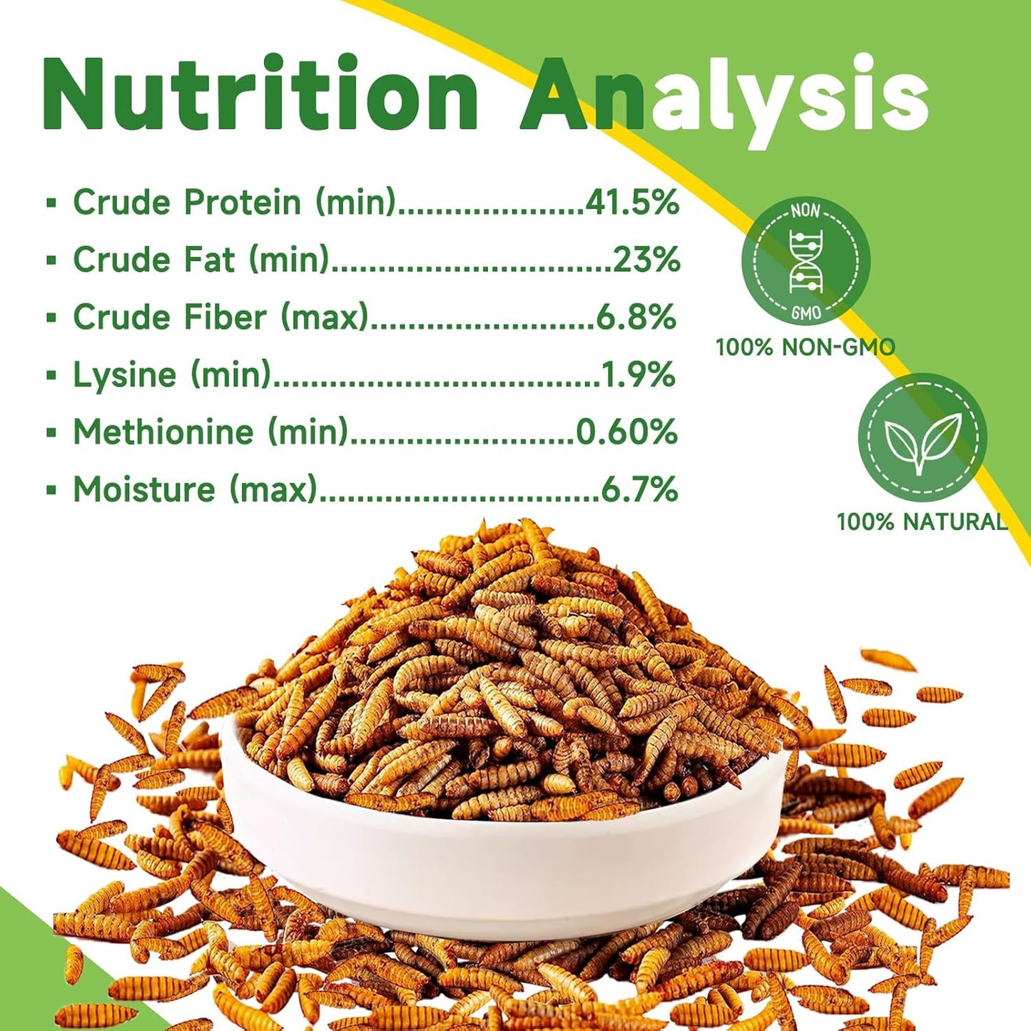 5LB Dried Black Soldier Fly Larvae Treat for Chicken, 100% Natural Non-GMO More Calcium Than Dried Mealworms High Protein Chicken Feed for Birds, Ducks, Layer Hens