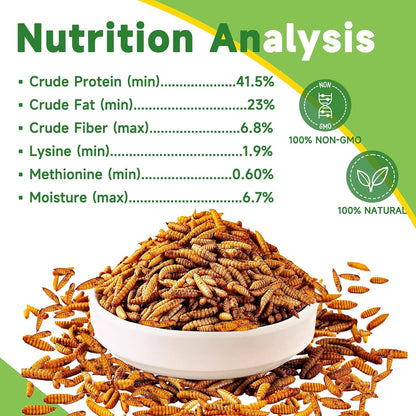 5LB Dried Black Soldier Fly Larvae Treat for Chicken, 100% Natural Non-GMO More Calcium Than Dried Mealworms High Protein Chicken Feed for Birds, Ducks, Layer Hens