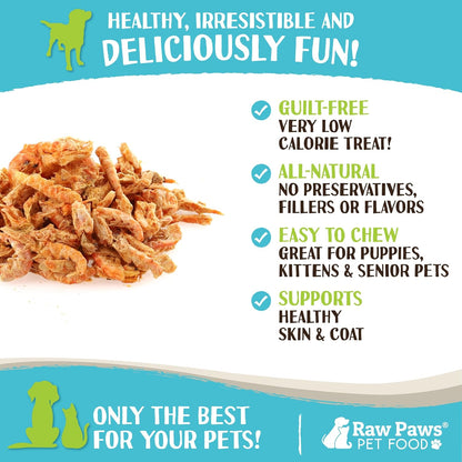 Raw Paws Freeze-Dried Krill Treats for Dogs & Cats (3-Ounce) - Naturally Contains Krill Oil for Dogs, Omega 3 - Freeze Dried Fish Food for Aquatic Fish, Turtles, & Reptiles